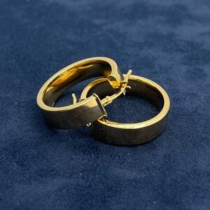 14k Yellow Gold Flat Hoops
